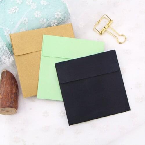 Free shipping 100pcs 10*10cm DIY Multifunction Mini envelope greeting card Vintage Candy color series
