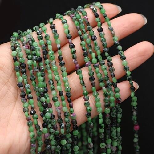 Natural Gemstone Beads Flat Round Faceted Epidote Crystal Bead for Jewelry Making Handmade Women Bracelet Necklace Crafts