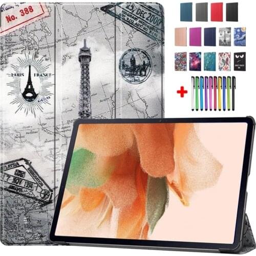 Coque For Samsung Galaxy Tab S7 FE Case 12.4 inch 2021 SM-T735 T730 T736 Tri Fold Cover For Samsung Tab S7 Plus Cover Tab S7 11