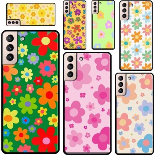 Groovy Pastel Flowers Bloom Daisies Cover For Samsung Galaxy S21 Ultra Note 20 Note 10 S8 S9 S10 S20 Plus S20 FE Phone Case