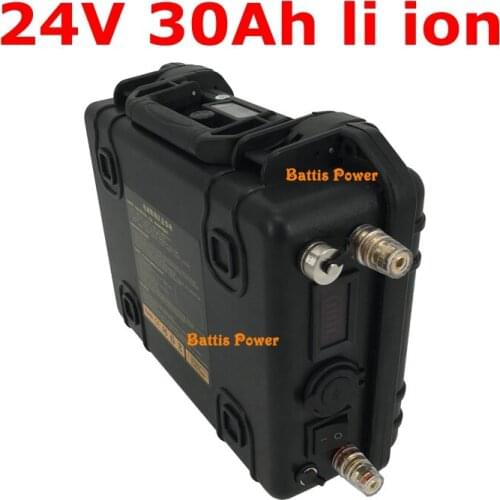 Waterproof Lithium 24V 30AH Li ion with USB ports ABS case for Wheelchair Cruiser Outdoor industrial equipment +5A charger