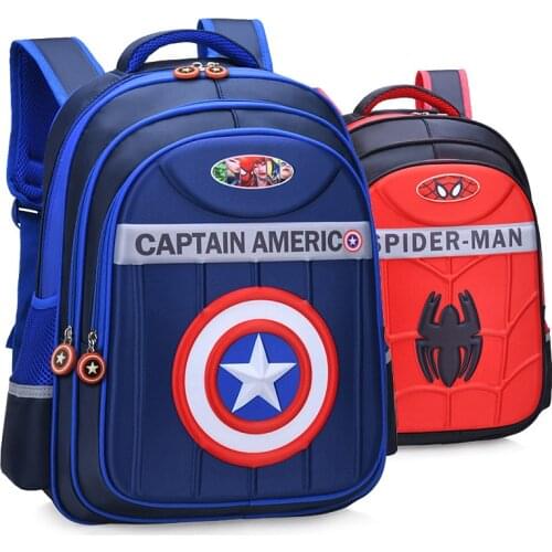 Disney New Children School Bag Boys Girls Captain America Cartoon Primary School Kids Orthopedic Backpacks For Grade 1-6