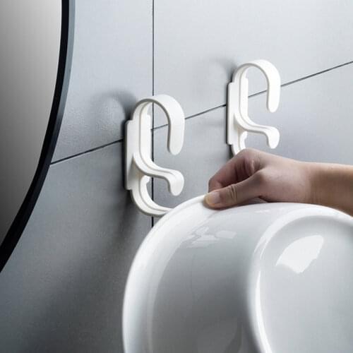 2PCS Doublelayer Washbasin Hook Wallmounted Punchfree Bathtub Storage Rack Household Strong Paste Washbasin Hanger For Bathroom