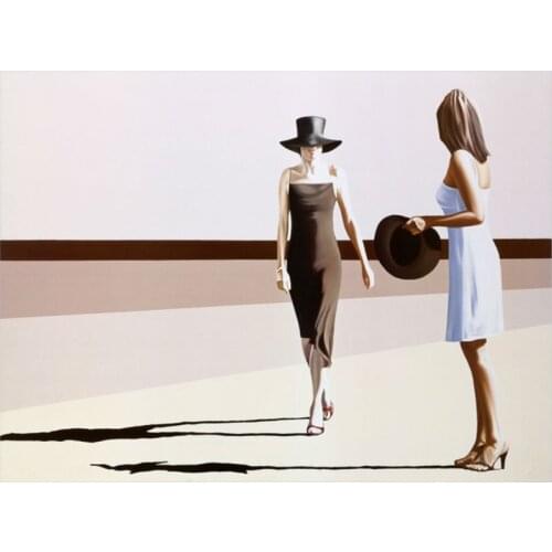 Oil Painting Hand painted Figures Modern Women Seaside beach Wall Art Picture Hotel Home decor Canvas Paintings