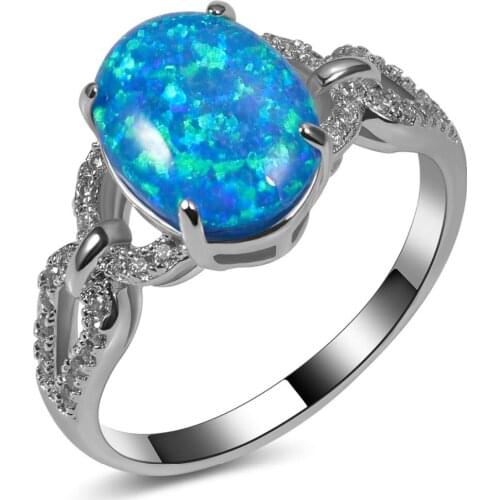 Hot Sale Exquisite Blue Fire Opal 925 Sterling Silver High Quantity Engagement Wedding Ring Size 5 6 7 8 9 10 11 A140