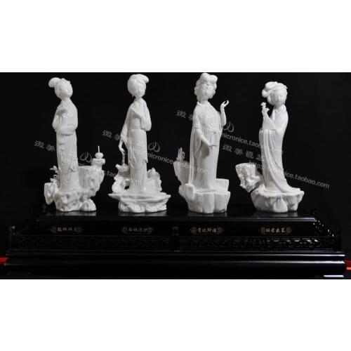 Collection Chinese four beautiful ornaments Dehua white porcelain crafts decorative Chinese ceramics art Home Furnishing