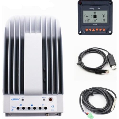 EPEVER MPPT Charge Controller 40A Solar Panel Controller MT50 Remote Meter + Temperature Sensor + USB Monitoring Cable