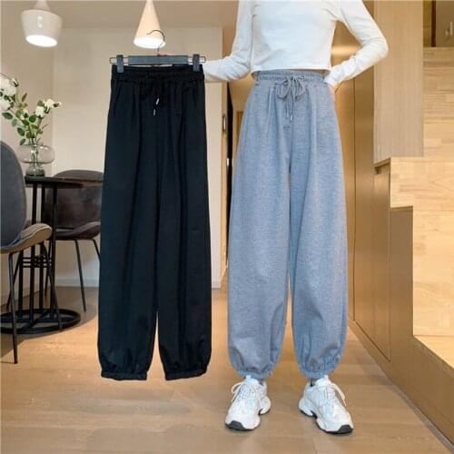 Loose Leggings 2021 summer new large pants high waist grey sweatpants thin and versatile wide leg casual pants women