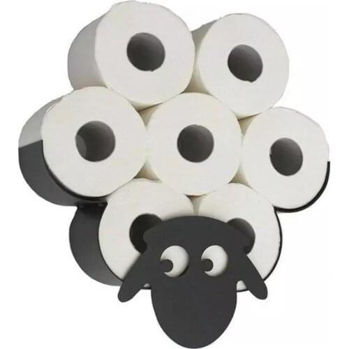 Wall Mounted Toilet Paper Holder Cartoon Animal Pattern Iron Sheep Cow Roll Paper Storage Rack Bathroom Hooks Hanger