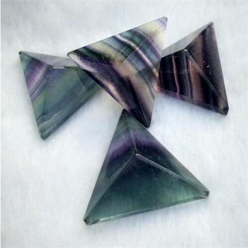 1pcs Natural three-sided fluorite quartz crystal pyramid is healed