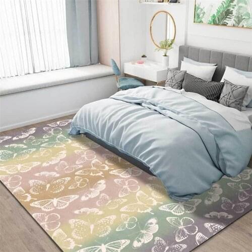 Nordic Rainbow Color Butterfly Carpet Kids Room For Girl Modern Fashion Rug Coffee Table Floor Mat Bedside Mat Bedroom Decor