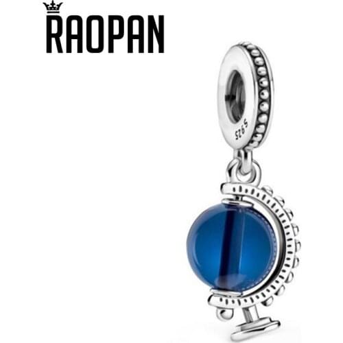 RAOPAN 2021 new S925 silver blue globe pendant exquisite sterling silver jewelry for girlfriend gift 799430C01