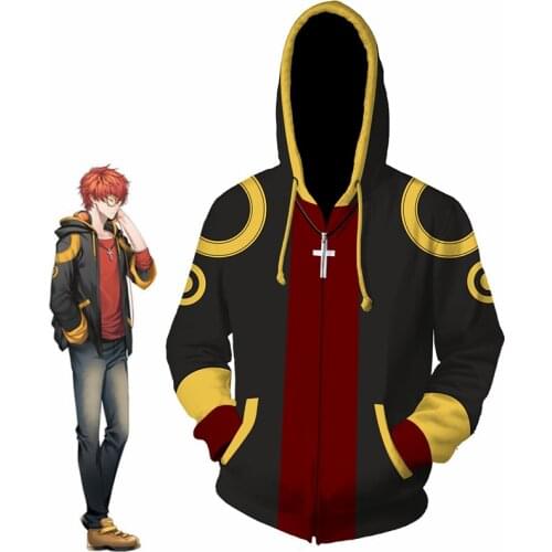 New Game Mystic Messenger Cosplay Costumes 707 Saeyoung Luciel Choi Teens Hoodies Sweatshirt Hooded Jackets Pullover Top Coat