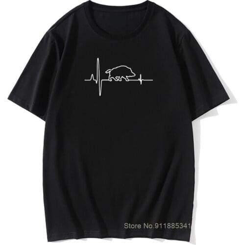 Wild Boar Heartbeat Huntings Novelty Retro Tee Shirt Funny Vintage Fitness Tshirt Oversized Men T Shirt Japanese Tee Shirt