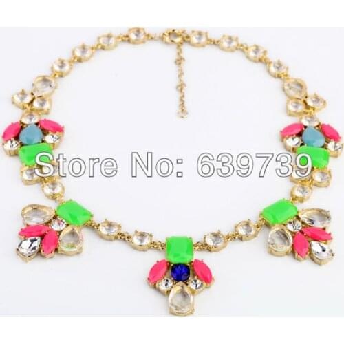 Bulk Price Cute Girl Shiny Gold Color Green Resin Relationship Exquisite Necklaces