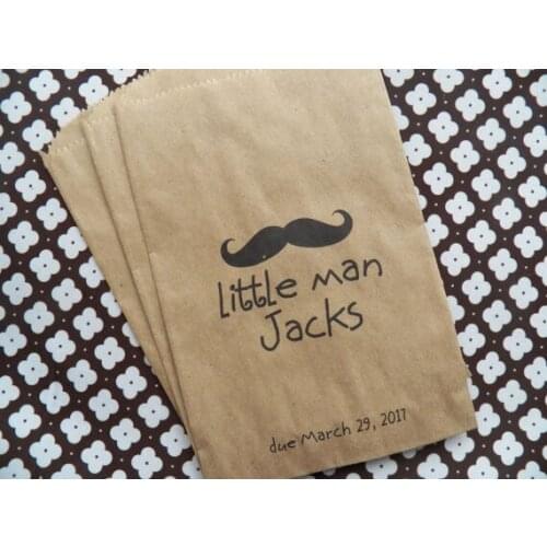 Personalized Little Man Mustache baby Shower popcorn candy Buffet lolly bags Gender Reveal Bakery Cookie goody gift Favors pouch