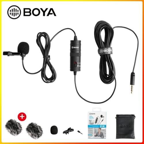 BOYA BY-M1 3.5mm Audio Video Record Lavalier Lapel Microphone Clip On Mic for iPhone Android Mac DSLR Podcast Camcorder Recorder