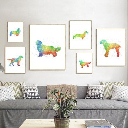 Watercolor Pet Dog Poster Nordic Greyhound Dachshund Canvas Art Print Wall Picture Living Room Decortion Abstract Painting