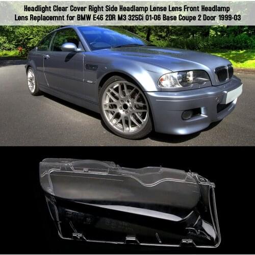 Headlight Clear Cover Front Headlamp Lens Shell Cover Lamp Replacemnt for BMW E46 2DR M3 325Ci 01-06 Base Coupe 2 Door 1999-03