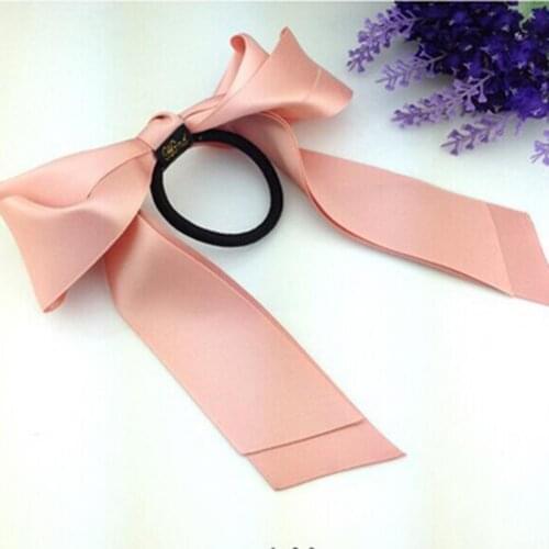 Elastic Band Hair Tie Female Sweet Double-layer Satin Solid Color Bow Hair Tie Hair Rope New Korean Style Headwear Hair