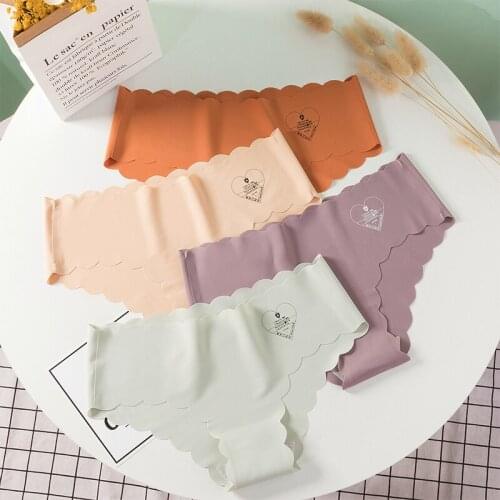 Richkeda Store New 2021 Women Seamless Panties Set Ice Silk Briefs Soft Underpants Sexy Underwear Mid Waist Pants Lingerie Panty