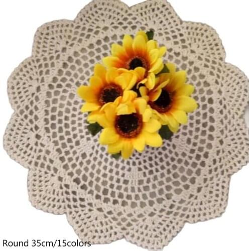 Luxury round cotton placemat cup coaster mug kitchen wedding table place mat cloth lace Crochet tea coffee doily Handmade pad