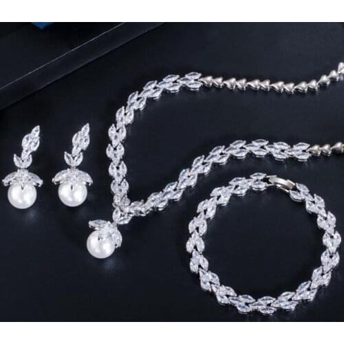 Luxury Women Anti Allergy Zircon Wholesale Bridal Necklace Sets for Wedding Jewelry