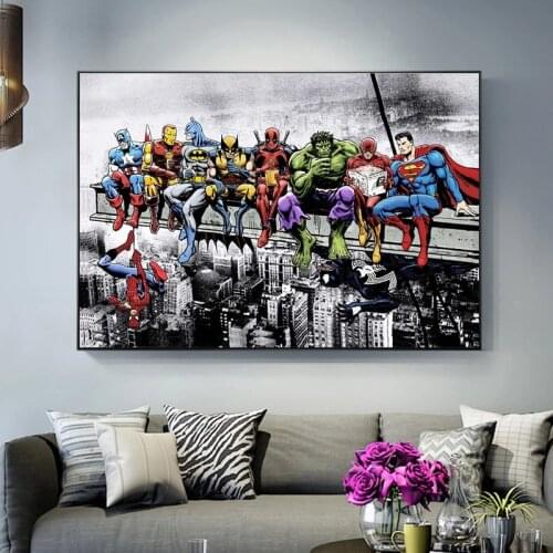 Marvel Avengers Poster Comics Superhero Wall Art Print Canvas Painting for Home Decoration Office Bedroom Aesthetic Wall Picture