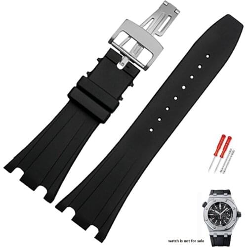 Silicone watch strap for AP Royal Oak Offshore Series 15710 26470 with folding clasp 28mm
