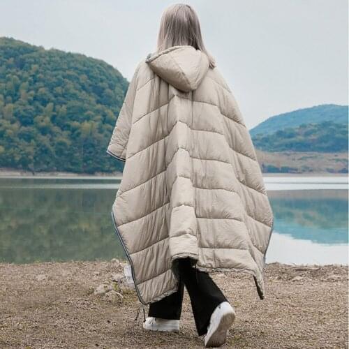 Cloak Style Sleeping Bag Lightweight Hollow Cotton Thicker Winter Outdoor Cold Sleeping Adult Wearable Cape
