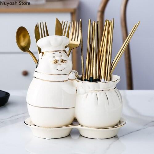 Chopsticks Rack Household Kitchen Chopsticks Spoon Storage Box Drain Chopstick Cage Ceramic Chopstick Tube Tableware Storage