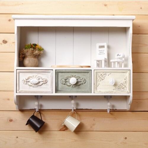 Zakka grocery creative home kitchen hook racks with storage box wood crafts