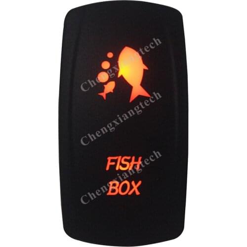 Marine Grade Waterproof IP66 FISH BOX Rocker Switch AMBER Led lamp 5 Pin ON/OFF SPST DC12V 24V
