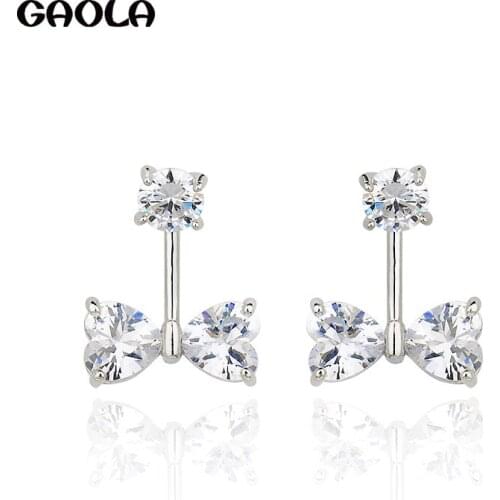 GAOLA Classic Ladies Love Earrings Cubic Zircon Bow Retro Earrings Exquisite Small Gift E5722Y