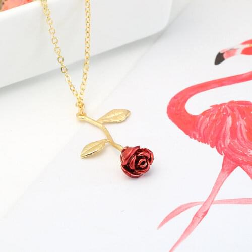 1 pcs Delicate Rose Flower Pendants Necklace Best Friends Vintage Charm Cute Women Jewelry necklace