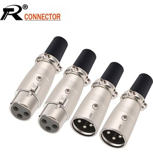 1pc/lot 3Pin XLR Male and Female Microphone Audio Cable Plug Connectors Metal Cannon Cable Plug Terminals