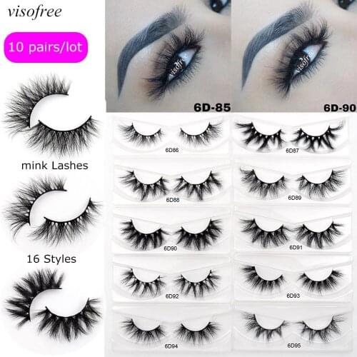 10 pairs/lot visofree 3D mink lashes natural long wispy false eyelashes maquillaje wholesale eyelashes set with lashes box case