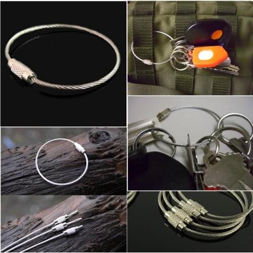 10PCS Portable Stainless Steel Chain Metal Key Rope Wire Ring Keychain Outdoor Camping Survival EDC Gear Multifunction Tools Kit