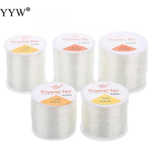 100m/PC DIY Crystal Beading Stretch Cord Elastic Line,0.5/1mm Transparent Clear Round Beading Wire/String/Thread Jewelry Making