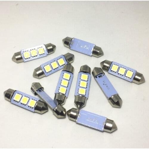 100pcs Car Auto Festoon led 31mm 36mm 39mm 41mm C10W Dome Bulb License Plate Interior Lamp Reading Trunk Lights 5050 3-SMD 12v