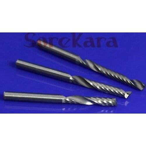 3.175*12mm Single Flute CNC Router Bits One Flute Spiral End Mill Carbide Spiral Milling Cutter For Acrylic twist drill bit