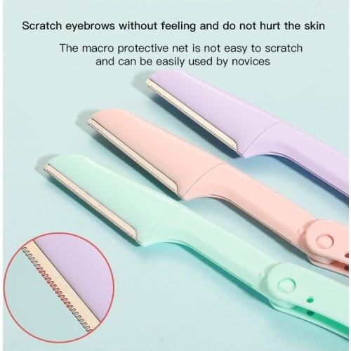 3Pcs Eyebrow Epilator Folding Eyebrow Trimmer Safety Scraping Eyebrow Razor Beauty Dermaplaning Tool Eyebrow Scissors