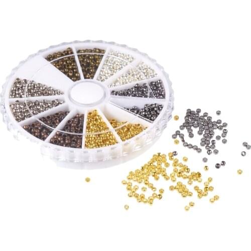 3000pcs/Lot Round Tube Crimp End Ball Spacer Beads Cord Jewelry Finding DIY