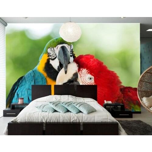Custom Birds Parrots Two Beak Animals photo 3d wallpaper papel de parede,living room sofa TV wall bedroom wallpaper 3d mural