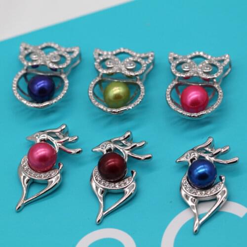 NEW Promotion , 925 Sterling Sliver Pearl pendant pearl jewelry setting with 6-8mm random mix color pearls 5/10pcs N151