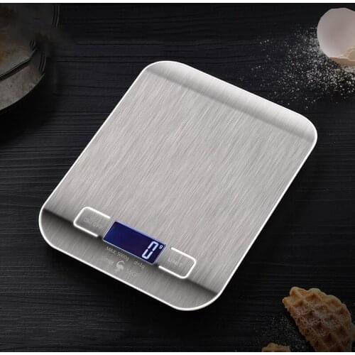 5kg Stainless Steel Kitchen Scale Electronic Food Diet Measuring Tool Gadget Slim LCD Monitor Digital Weighing Accessories