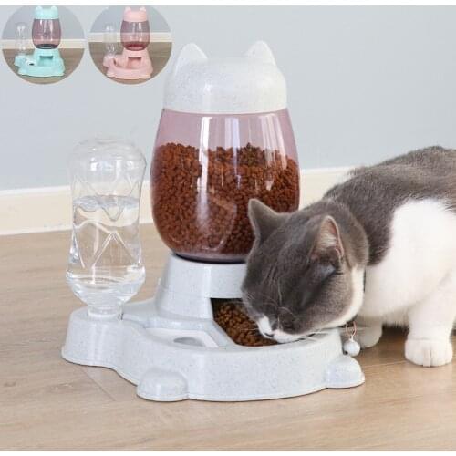 Hoopet 2.2L Pet Automatic Feeder Bowl for Dog Cat Drinking Water 528ml Bottle Kitten Bowl Slow Food Feeding Container Supplies