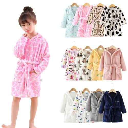Children Bath Robes Flannel Winter Kids Sleepwear Robe Infant Pijamas Nightgown For Boys Girls Pajamas Baby Clothes 10-2 Years