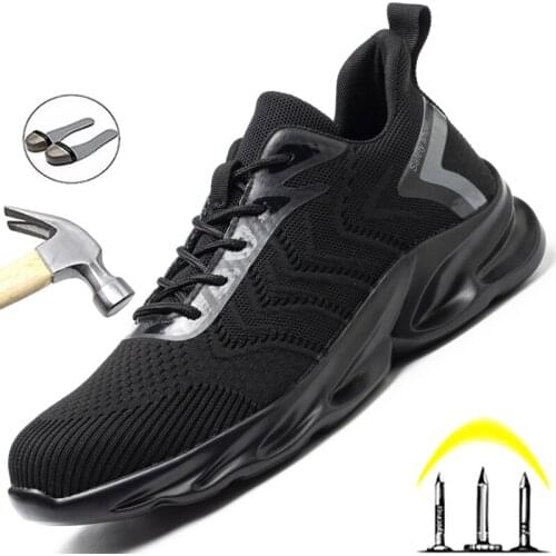 Breathable Male Work Safety Shoes Steel Toe Work Sneakers Men Shoes Puncture-Proof Protective Shoes Work Safety Boots Footwear
