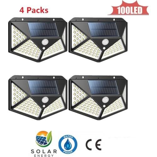 100LED Solar Light PIR Motion Sensor Solar Garden Light Waterproof Outdoor Energy Saving Street Yard Path Home Lamp 4 sided 270